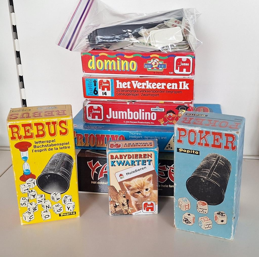 Stapel vintage spellen 9 stuks, Ophalen of Verzenden, Gebruikt