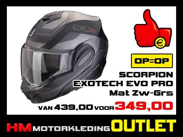 Motorhelm Scorpion EXO-TECH Evo Pro Commuta -Mat Zwart-Grijs, Info@huybersmotoren.nl, Systeemhelm, HM - Sale, NL