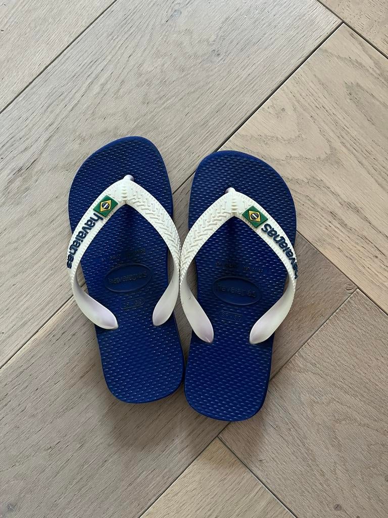 Havaianas slippers mt 29/30 blauw/ wit, Gebruikt, Overige typen, Ophalen of Verzenden, Jongen