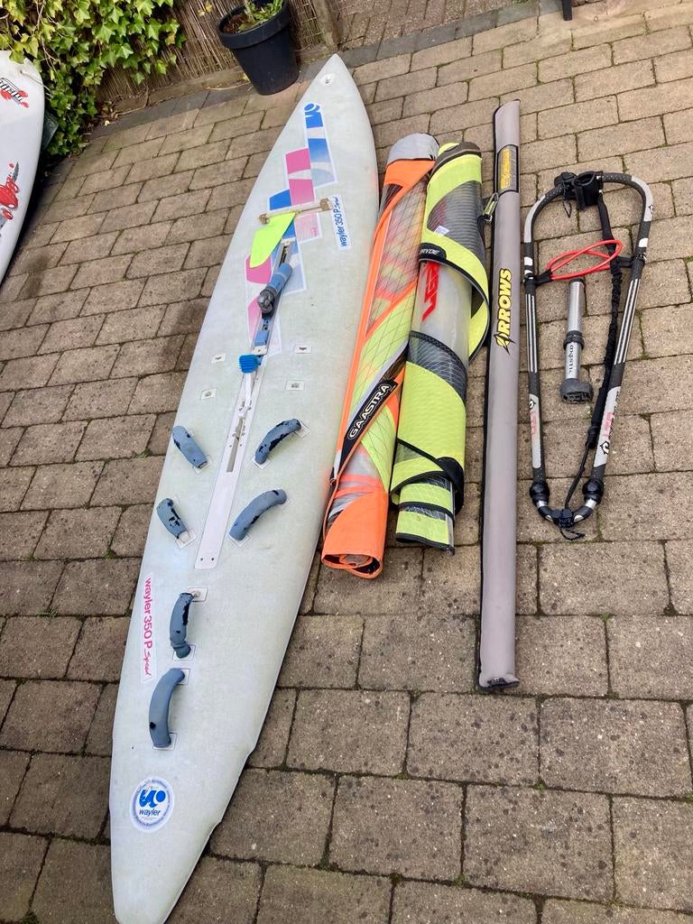 Wayler 350p surfset herintreders beginners windsurfen, Ophalen, 300 cm of meer, Met vin(nen), Complete set