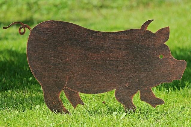 Leuk Varken silhouet, tuinsteker, tuinprikker, bruin, Tuin en Terras, Ophalen of Verzenden, Nieuw, Metaal, Dierenbeeld
