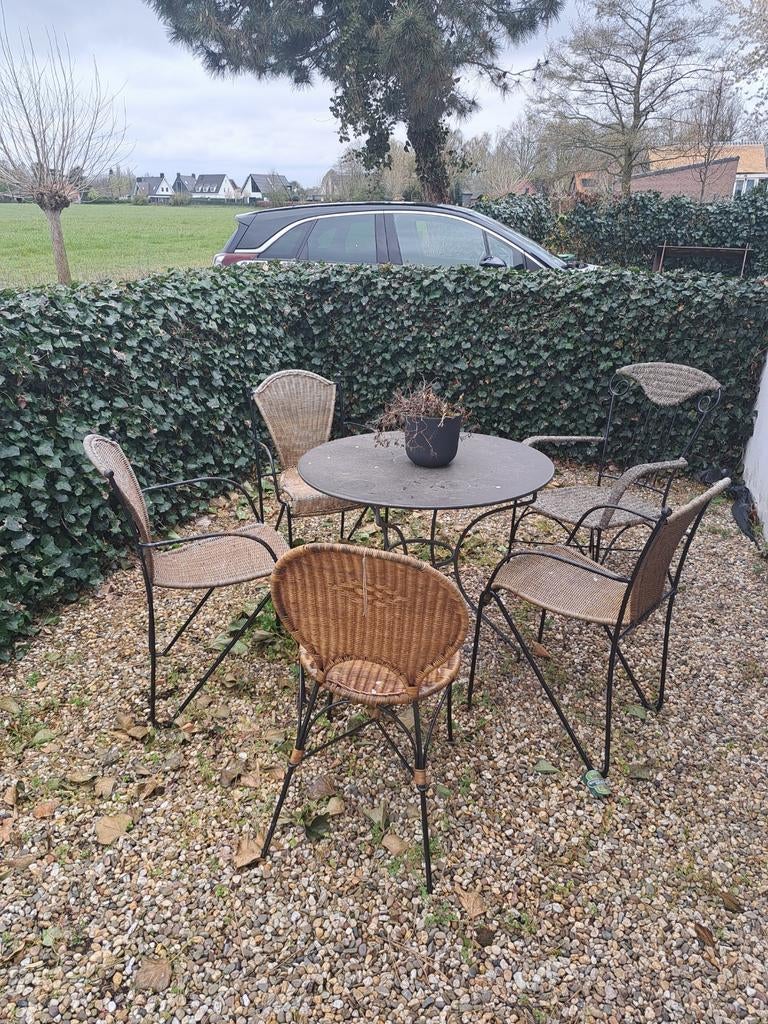 Franse eettafel met stoelen, Ophalen of Verzenden, Eettafel