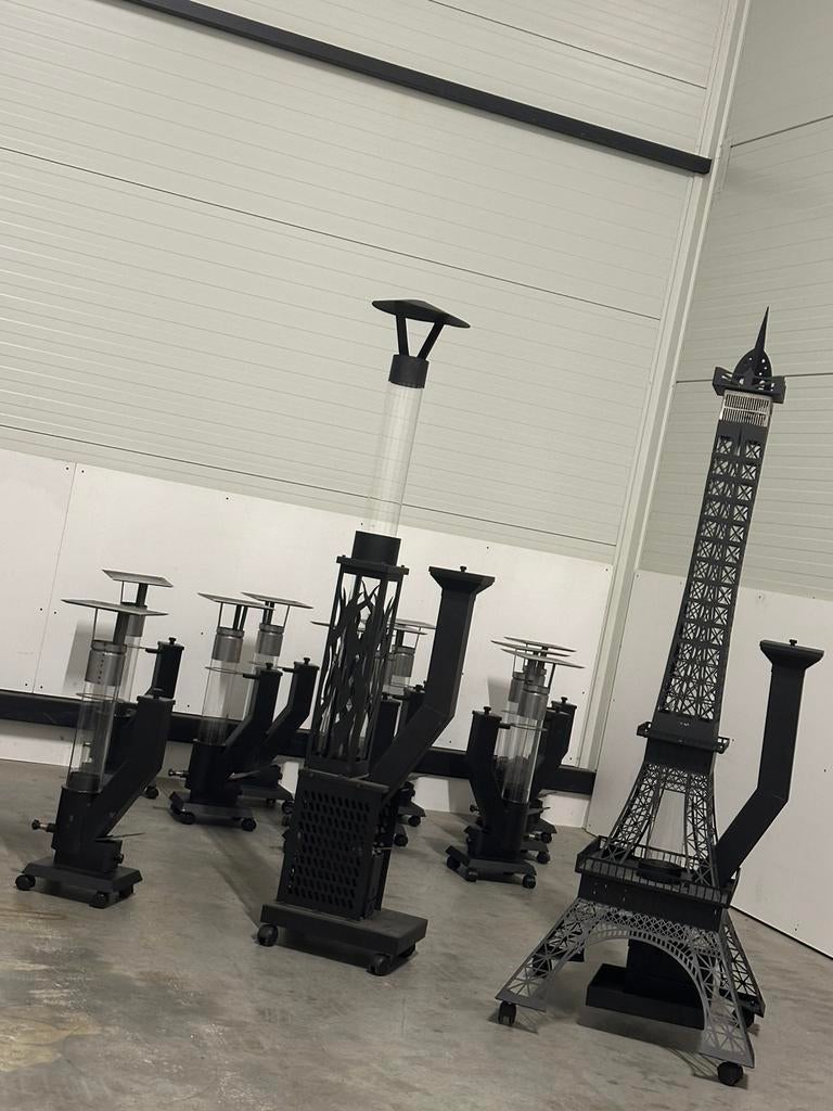 Unieke Pellet Kachel Design Eiffeltoren Flame Tower, Ophalen, Nieuw, Fontein