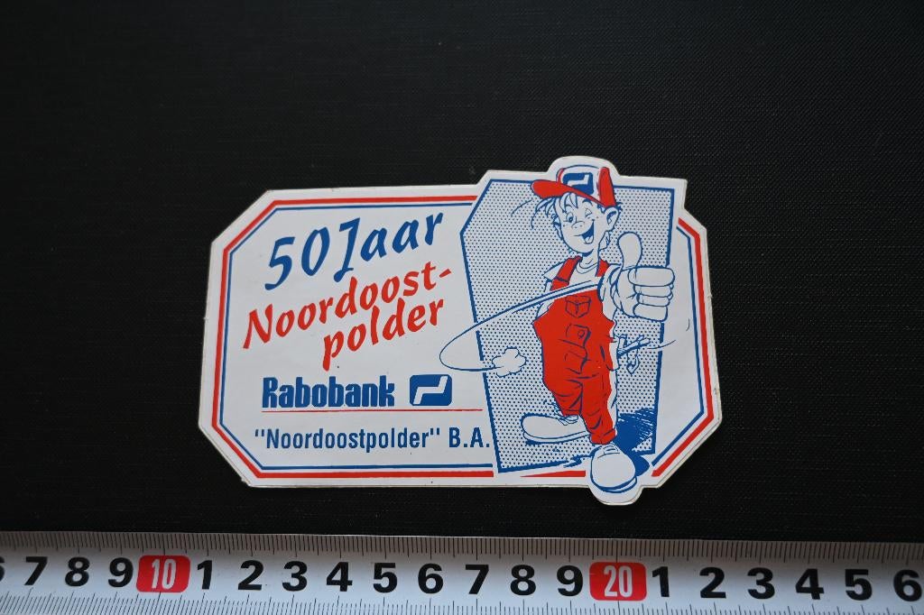sticker NOORDOOSTPOLDER B.A. - 50 jaar noordoostpolder rabo, Ophalen, Zo goed als nieuw