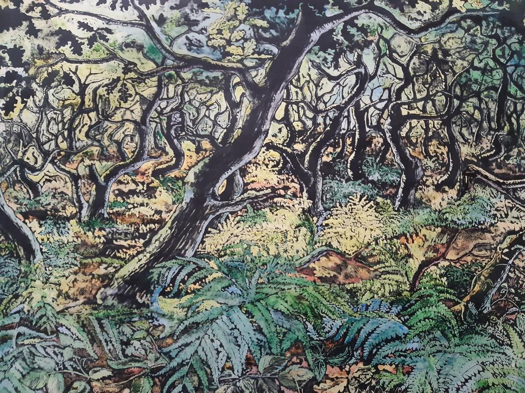 Schilderij boslandschap gesigneerd met monogram, Antiek en Kunst, Kunst | Schilderijen | Modern, Ophalen of Verzenden