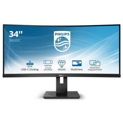 Philips 346B1C –34 inch UltraWide Curved Monitor USB-C Dock, Kandnelektronica@gmail.com, Philips, VA, Refurbished
