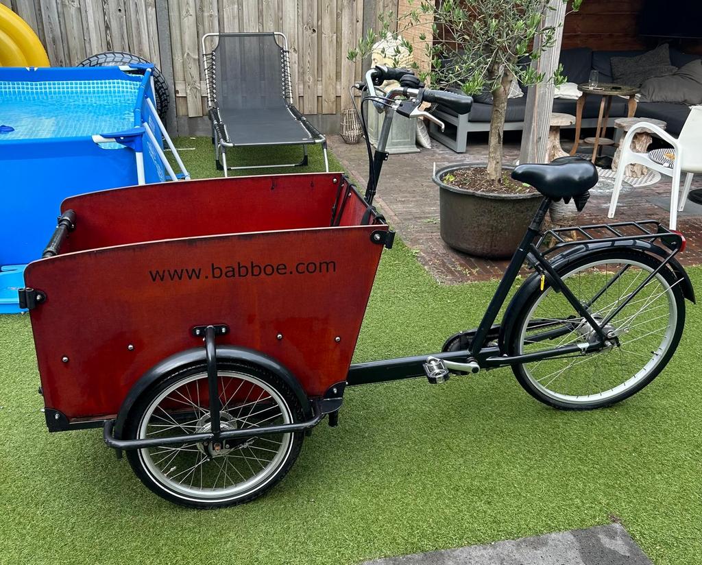 Babboe bakfiets, niet-elektrisch, met regenhoes, Gebruikt, Huif, 2 kinderen, Ophalen