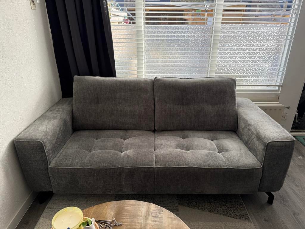 Comfortabele tweepersoons bankstel - Grijs stof, Ophalen, Gebruikt, 150 tot 200 cm, Tweepersoons