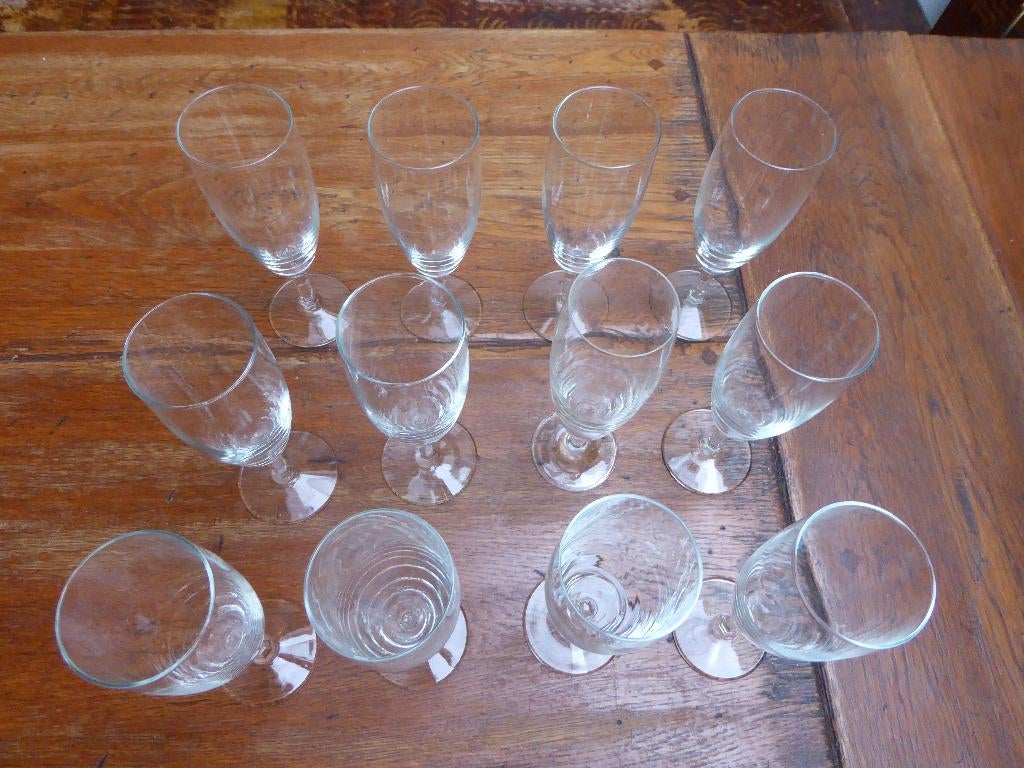 12 vintage champagne flutes, Durobor, Ophalen of Verzenden