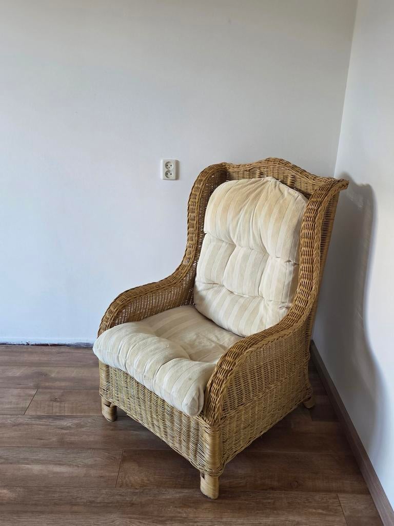 Rieten met rotan Beach stoel, Huis en Inrichting, Fauteuils, Ophalen, Minder dan 75 cm, 50 tot 75 cm, Riet of Rotan