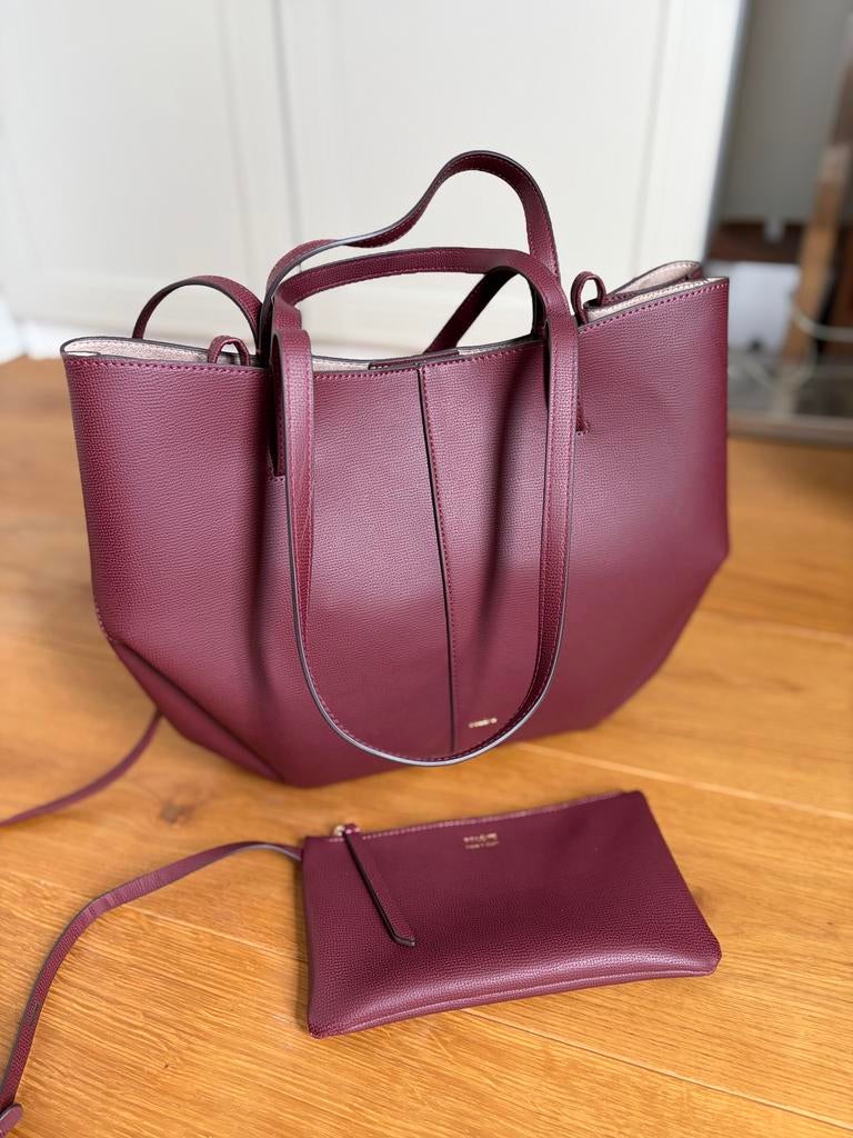 Polene Cyme handtas in bordeauxrood leer, Sieraden, Tassen en Uiterlijk, Tassen | Damestassen, Ophalen of Verzenden, Zo goed als nieuw