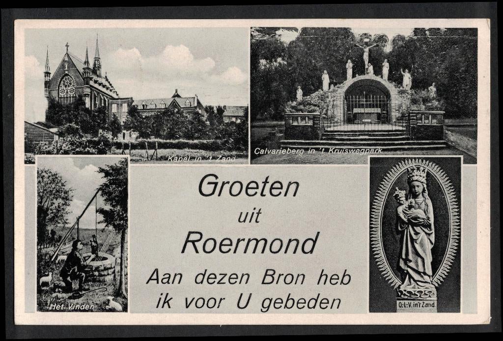 Roermond, Groeten uit., Ophalen of Verzenden, 1940 tot 1960, Gelopen, Limburg