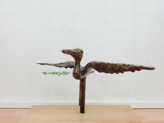 211*bronzen ooievaar op st.(Boven €75 geen verzendkosten), Ophalen of Verzenden, Nieuw, Overige materialen, Dierenbeeld