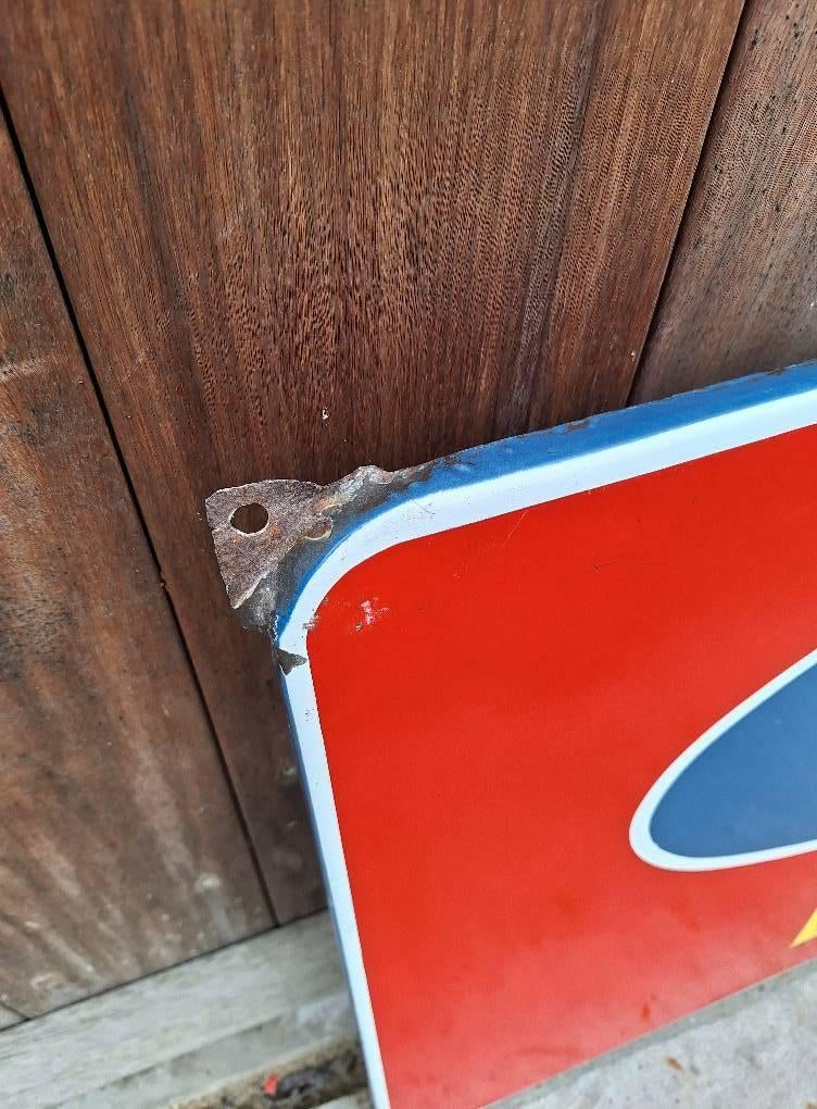 Tof en groot emaille bord van Hero Drinks, Langcat Bussum., Verzamelen, Merken en Reclamevoorwerpen, Reclamebord, Gebruikt, .