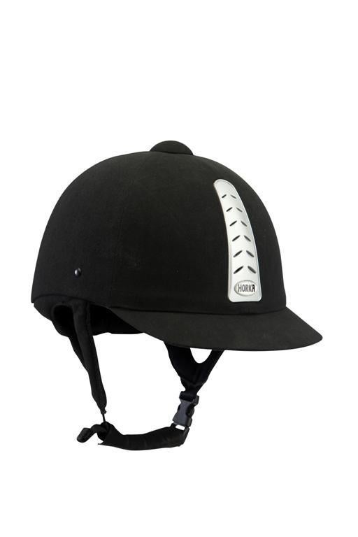 Zwarte Horka Hawk cap maat 53 54 55 en 57 met zilver, Dieren en Toebehoren, Paardrijkleding, Nieuw, Dames, Heren, Kinderen, Cap