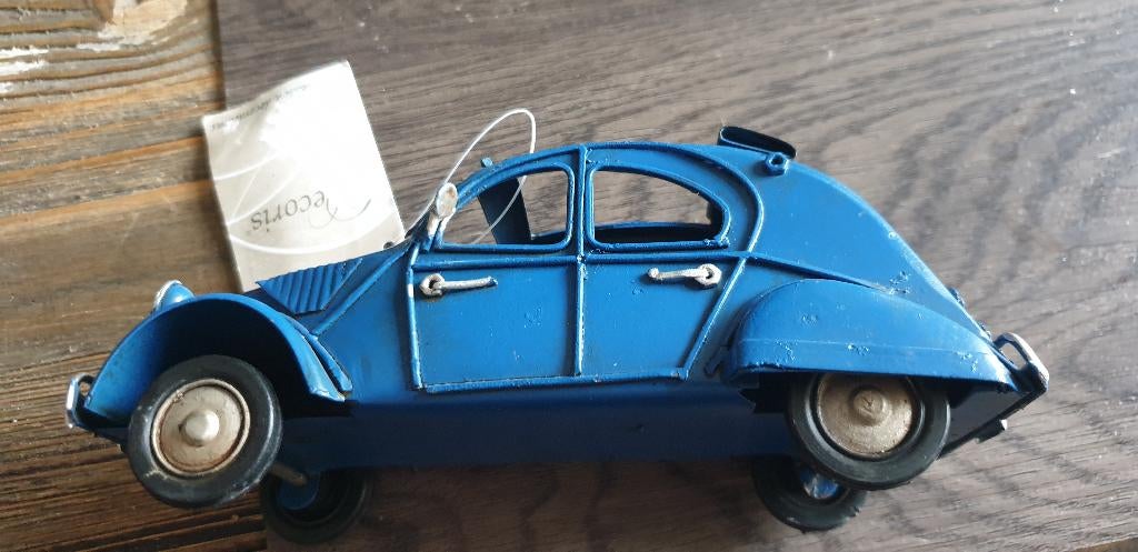 Metalen metaal auto eend 2 cv 2cv citroen blauw cabrio, Ophalen of Verzenden, Nieuw