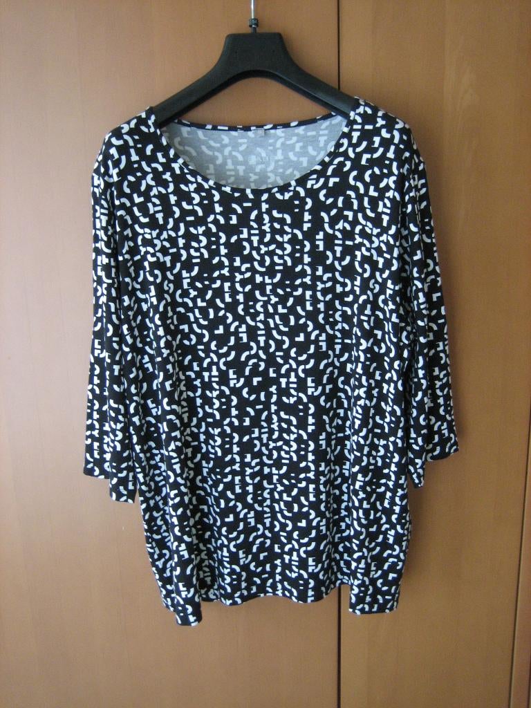 Mooi zwart shirt met wit grafisch motief RABE 48 snazzeys, Rabe, Verzenden, Zwart, Maat 46/48 (XL) of groter