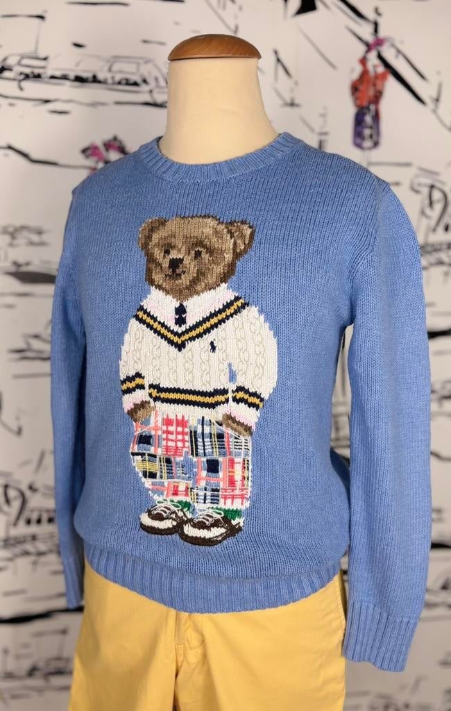 Ralph Lauren lavendelblauwe trui met beer maat 8 (260 euro), Verzenden, Trui of Vest, Ralph Lauren, Ralph Lauren EU
