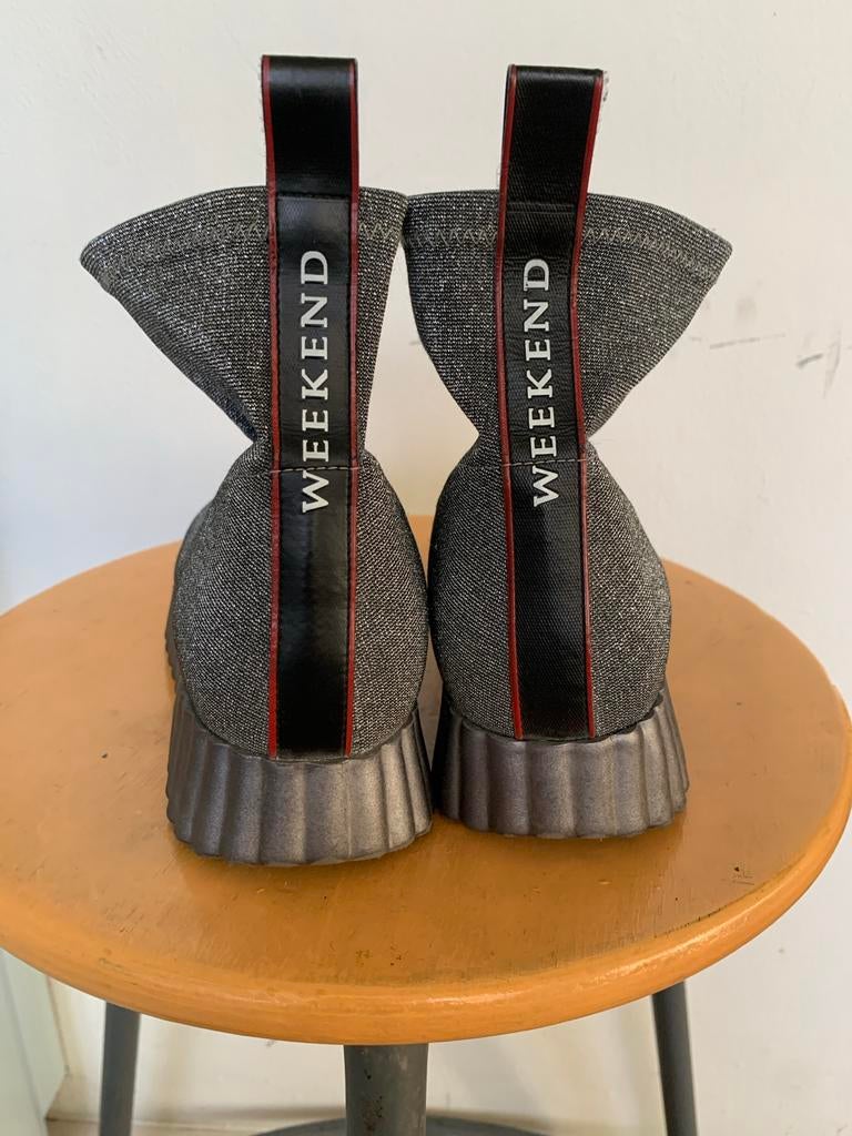 Zilverkleurige sock boots 'Weekend' van Pedro Miralles, Overige kleuren, Lage of Enkellaarzen, Ophalen of Verzenden, Zo goed als nieuw