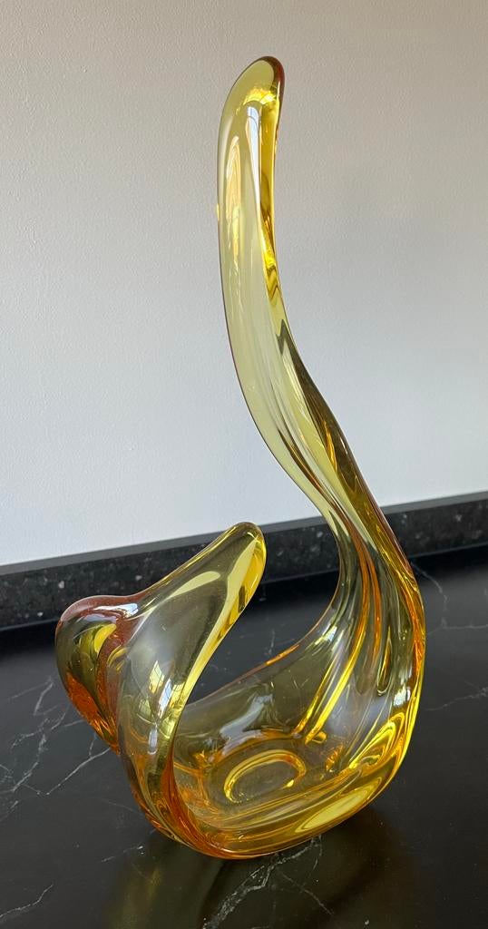 Glazen decoratie schaal geel, Ophalen