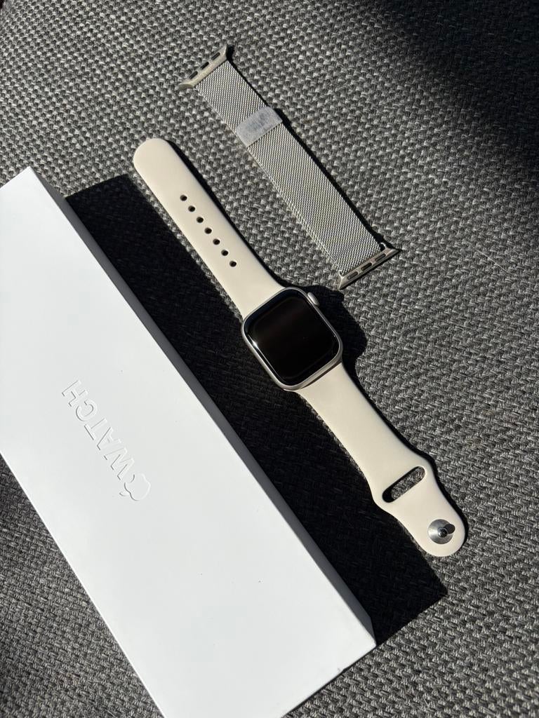 Apple Watch series 9 41mm Starlight, Ophalen, Zo goed als nieuw, Zilver, IOS