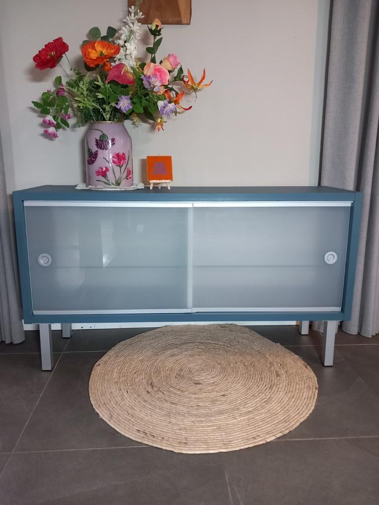 Prachtige dressoir, tv-meubel, vitrinekast, Ophalen, Met deur(en), 100 tot 150 cm, Vintage