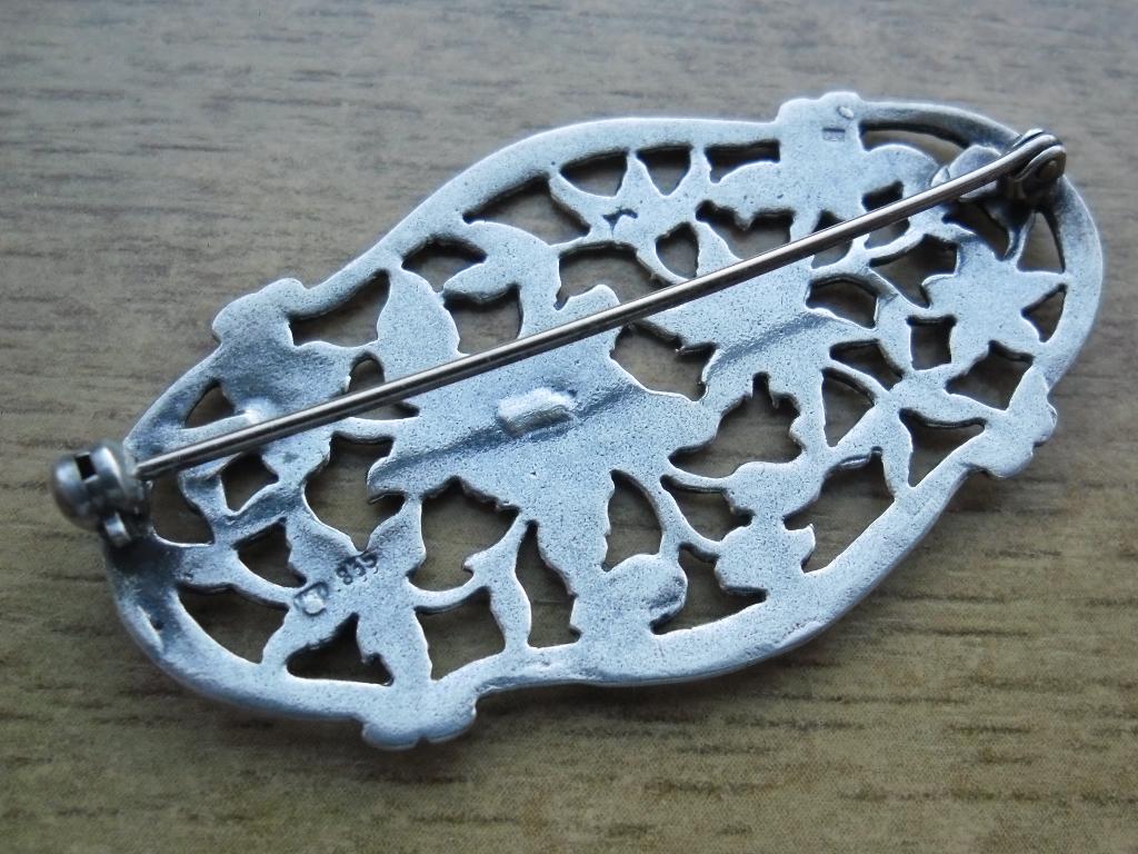 zilveren Biedemeier bloemen broche [775], Verzenden, Zilver, Broche