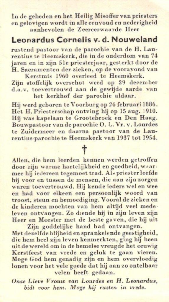 Nouweland v.d. Leonardus C. Voorburg 1886-1960 Heemskerk, Ophalen of Verzenden