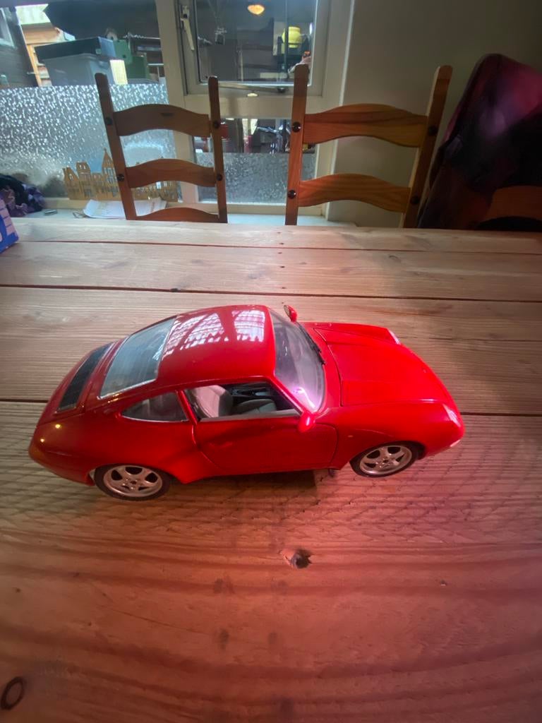 Rode Porsche 911 modelauto - Zo goed als nieuw, Ophalen of Verzenden, Zo goed als nieuw, Auto, Overige merken