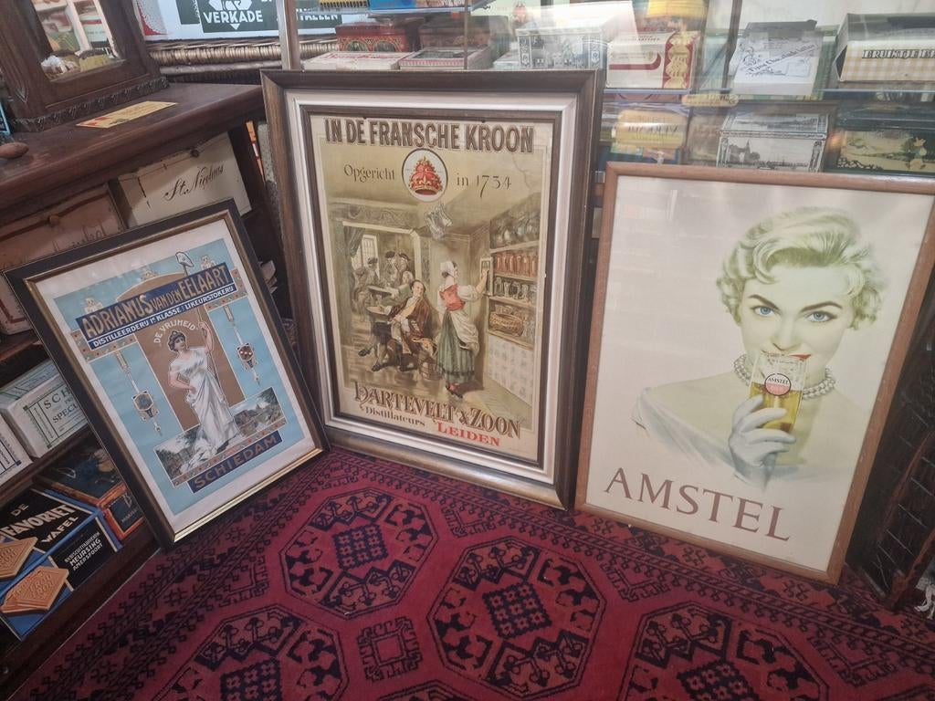 Oude Reclame Amstel, Adriaanus, Franse Kroon jenever mancave, Verzamelen, Merken en Reclamevoorwerpen, Ophalen, Gebruikt, Reclamebord