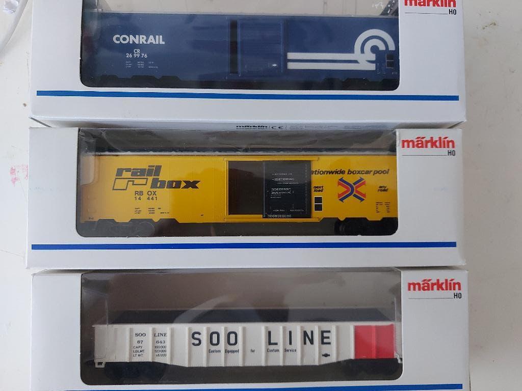 3 Marklin wagons van de Amerikaanse Spoorwegen, Hobby en Vrije tijd, Modeltreinen | H0, Wisselstroom, Ophalen of Verzenden, Märklin
