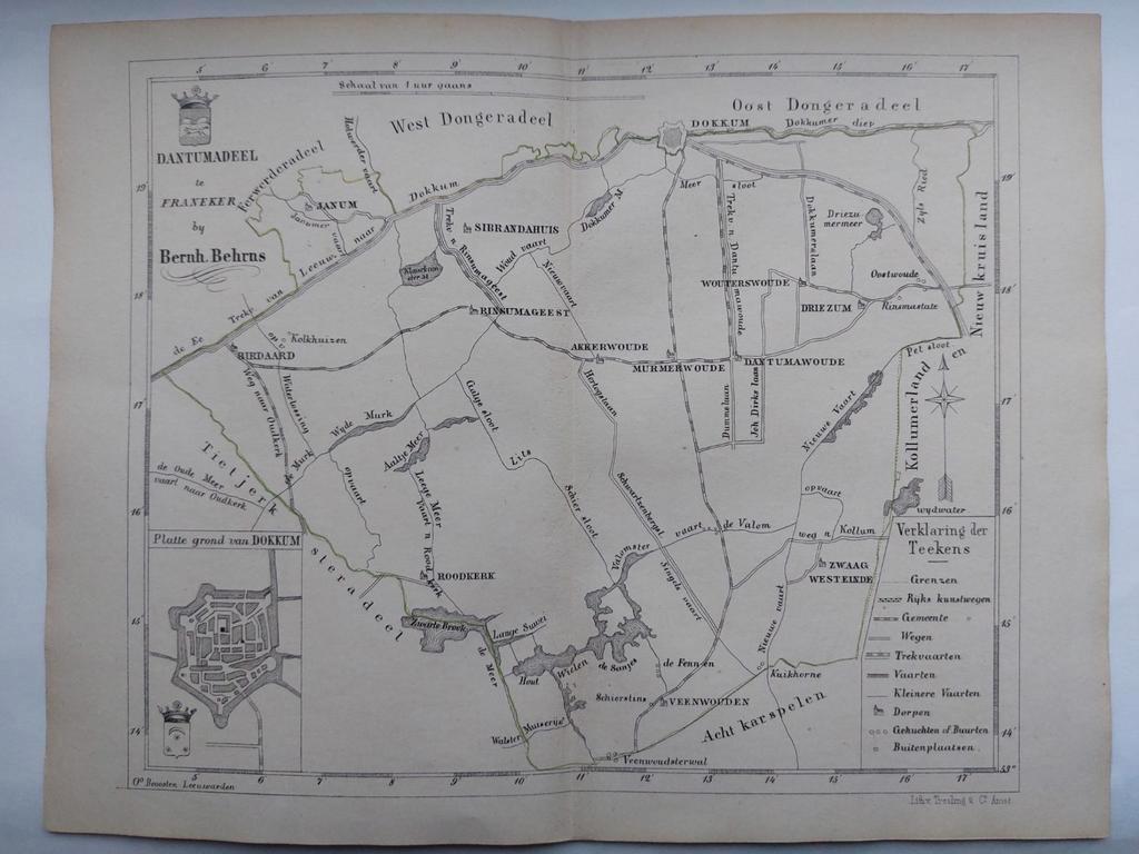 11 / Dantumadeel Friesland Zeldzame litho uit 1861, Ophalen of Verzenden
