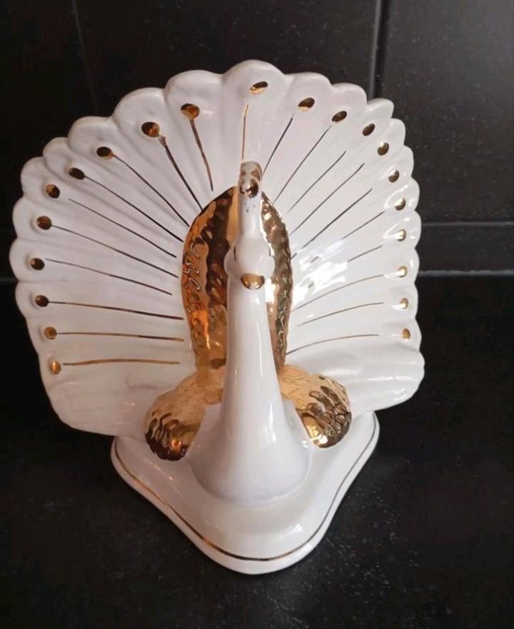 APART PAUWEN BEELD WIT MET GOUD KLEUR NU 10€ ZIE FOTO,S, Ophalen of Verzenden, Dier