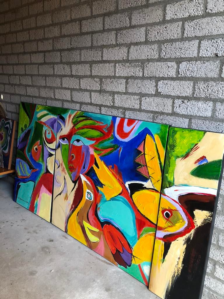 Geweldige 3-delige Cobra Studio Paramount ART 1.90 x 1.00 M, Antiek en Kunst, Kunst | Schilderijen | Modern, Ophalen