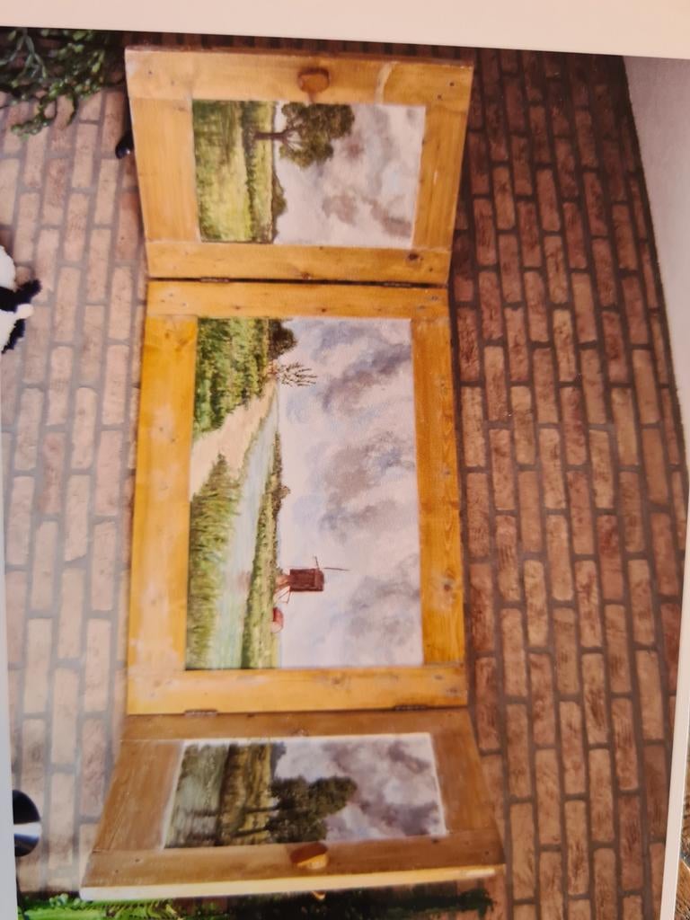 Antiek Luiks Schilderij 1946 met Jordaan Deurtjes, Antiek en Kunst, Ophalen of Verzenden