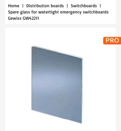 NIEUW! Gewiss GW42211 reserveglas voor noodschakelaar €18,99, Gevelraam of Ruit, Minder dan 80 cm, Minder dan 80 cm, Nieuw