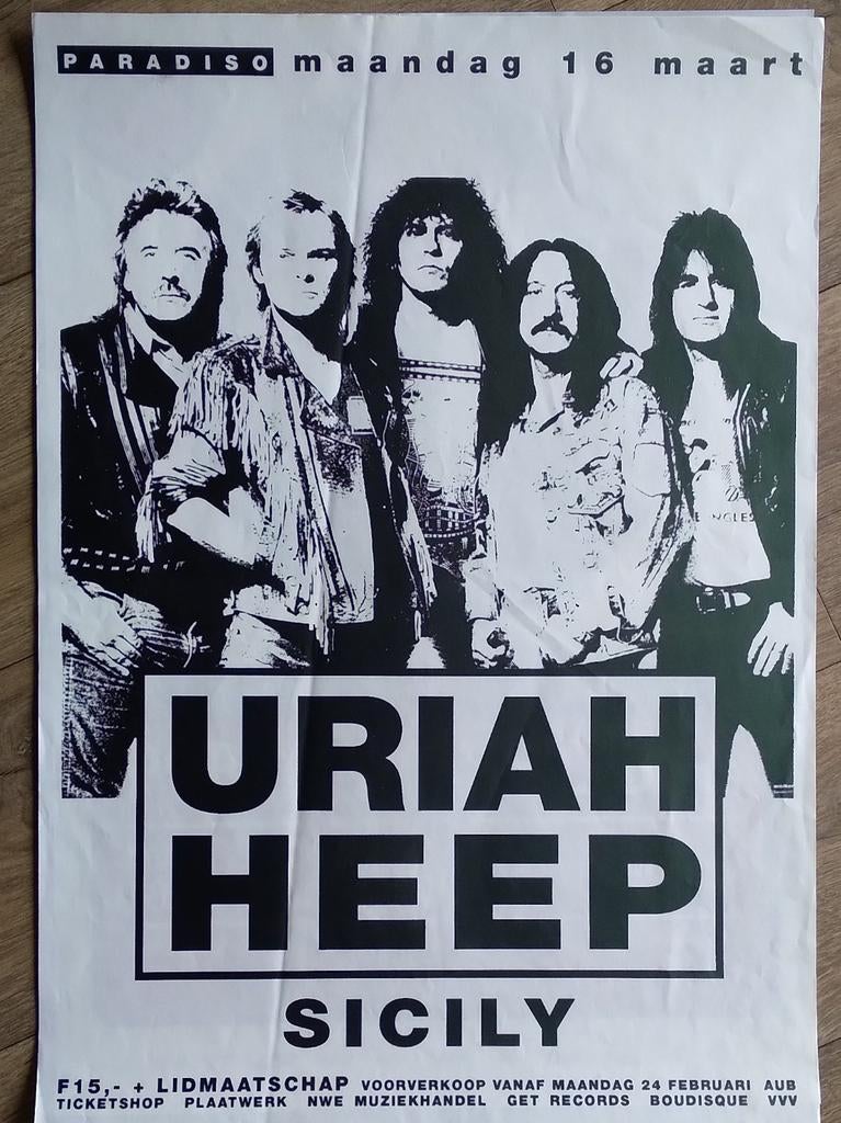 Vintage Uriah Heep Paradiso Concert Poster 1991, Verzamelen, Posters, Ophalen of Verzenden