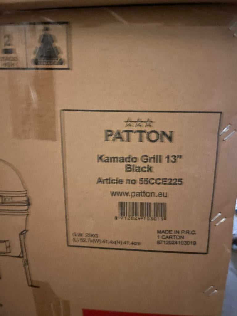 Patton Kamado Grill 13" Zwart - Nieuw in doos, Ophalen of Verzenden, Nieuw