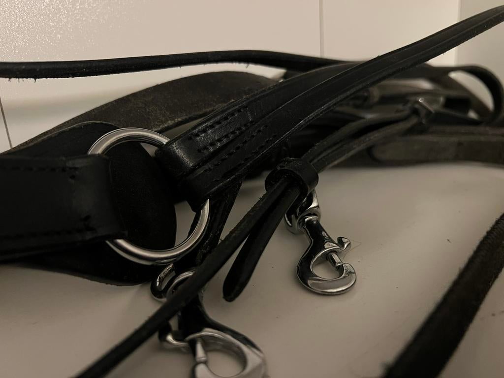 Zwarte Thiedemann Thiedemannteugel Cob Zwart Leer + Teugels, Ophalen of Verzenden, Gebruikt