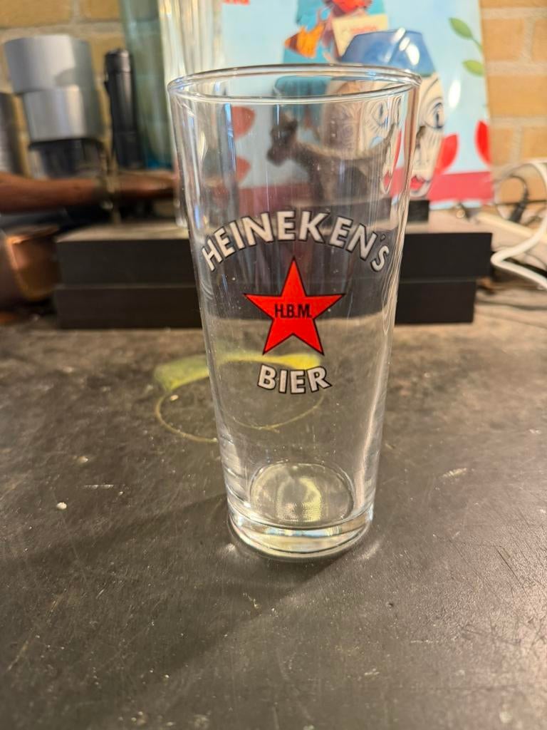 Vintage heineken glas, Verzamelen, Ophalen of Verzenden, Gebruikt, Glas of Glazen, Heineken
