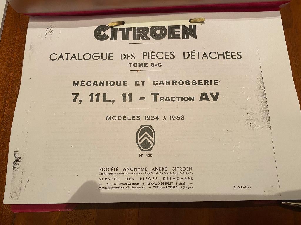 traction avant citroen catalogue de piece detache 1934/1953, Ophalen of Verzenden