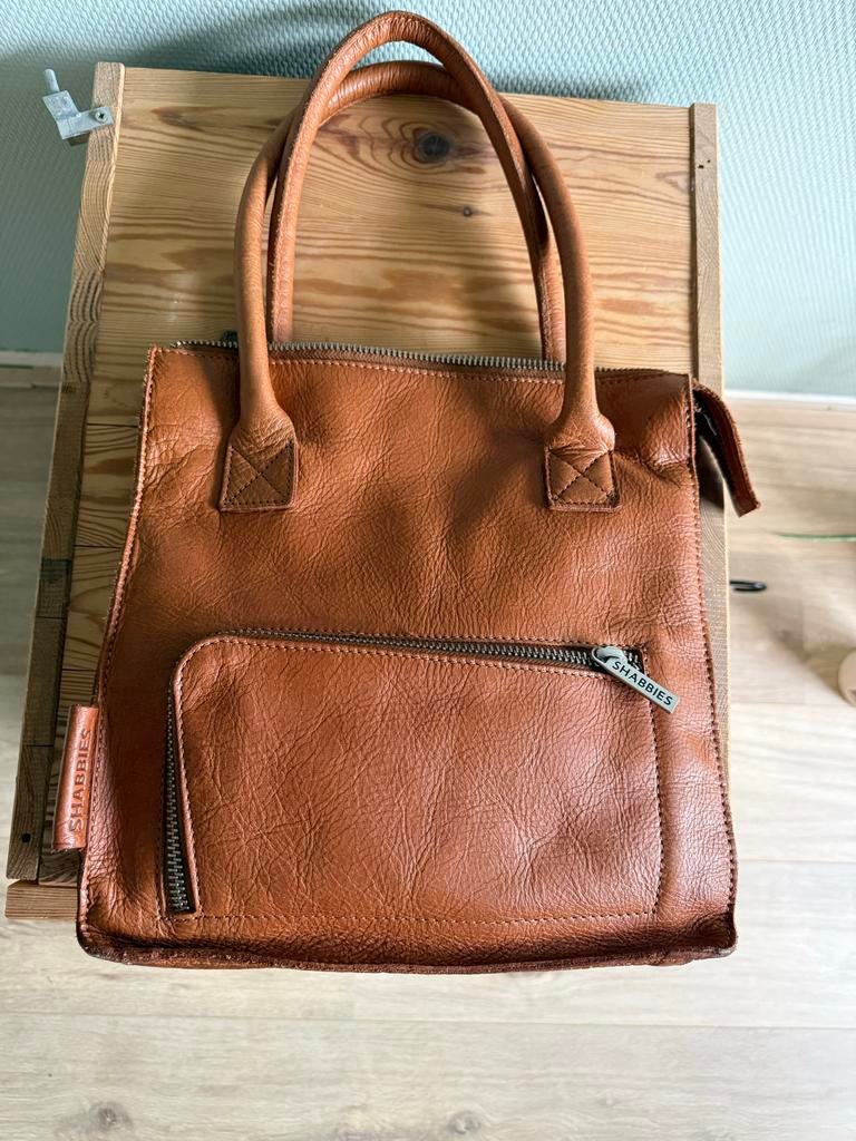 Shabbies leren handtas / schoudertas, Sieraden, Tassen en Uiterlijk, Tassen | Damestassen, Ophalen of Verzenden, Zo goed als nieuw