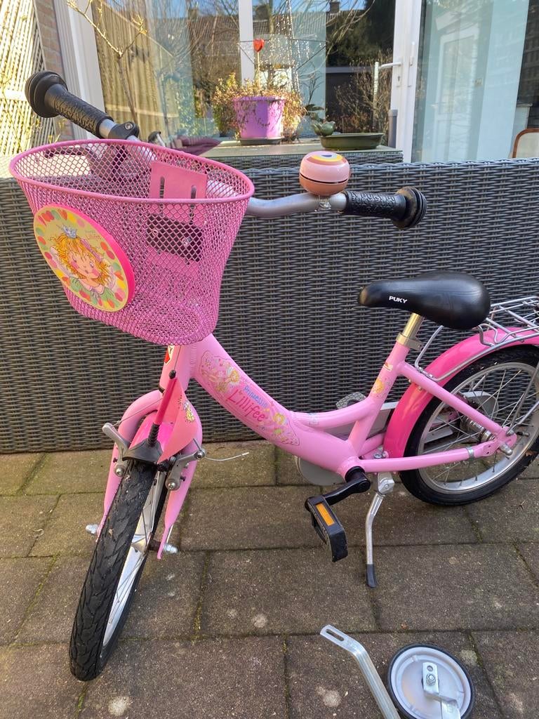 Puky Kinderfiets 16 inch Lillifee Roze Mandje en Accessoires, Ophalen, Zo goed als nieuw, 16 tot 20 inch, Zijwieltjes