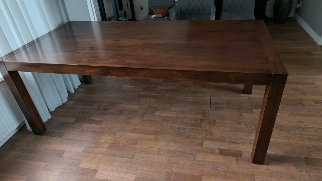 Teak houten eettafel 200 x100 cm., Huis en Inrichting, Tafels | Eettafels, Gebruikt, Teakhout, Vijf personen of meer, 150 tot 200 cm