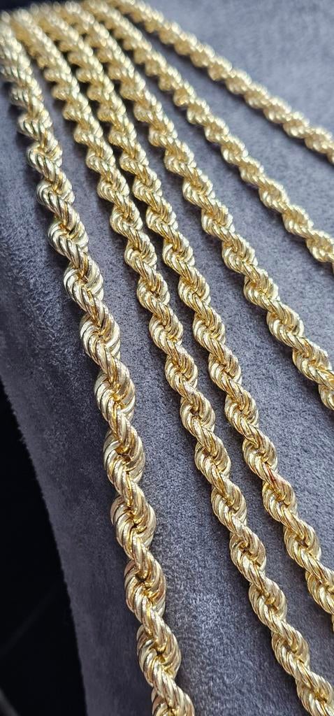 925 Zilver Vergulden Rope Chains 70cm / 5.7mm, Sieraden, Tassen en Uiterlijk, Kettingen, Ophalen of Verzenden, Nieuw, Zilver, Zilver