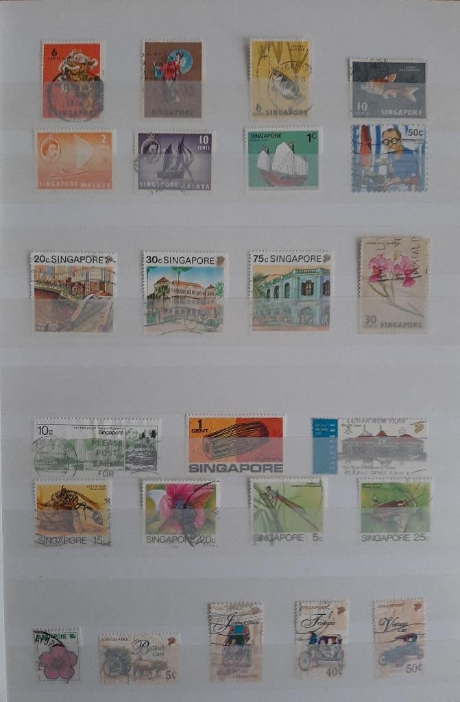 1 Kaart Oude Klassieke Postzegels Singapore Nr. 1 Gestempeld, Ophalen, Gestempeld, Zuidoost-Azië