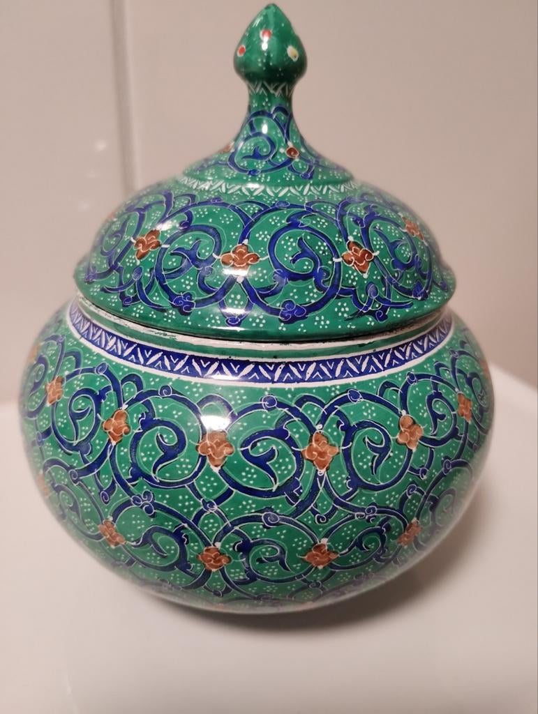 Minakari enamel emaille voorraad pot met deksel, Antiek en Kunst, Antiek | Emaille, Ophalen of Verzenden