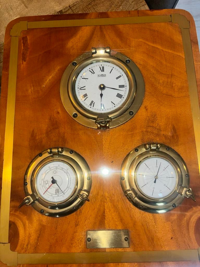 Scholer Swiss Quartz klok met thermometer en barometer, Ophalen of Verzenden