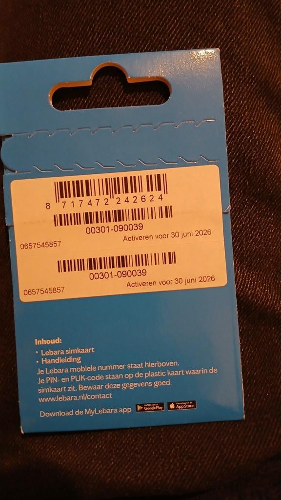 Lebara Simkaart 06.57.54.58.57 top nummer Gratis Verzending!, Verzenden, Nieuw, KPN, Simkaart