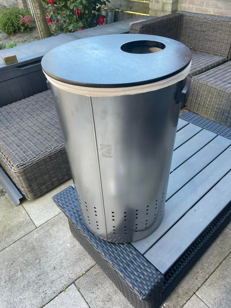 Brabantia wasmand RVS met houten deksel, Witgoed en Apparatuur, Wasmachines, Ophalen, Gebruikt
